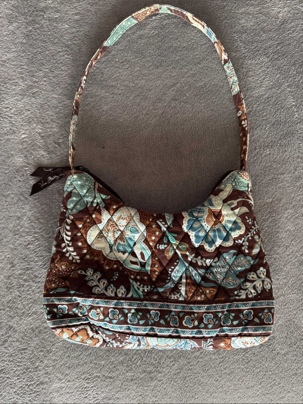 Vera Bradley Floral Shoulder Bag in Brown and Aqua